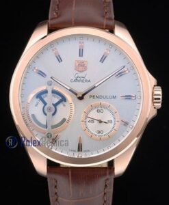 Tag-heuer replica carrera pendulum chrono rose gold strip leather imitazione copia