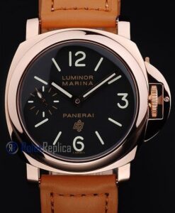 Panerai replica luminor marina rose gold cuoio black dial imitazione copia