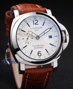 Panerai replica luminor GMT acciaio white dial strip leather imitazione copia