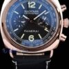 Panerai replica radiomir chronograph rose gold strip leather black imitazione copia