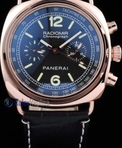 Panerai replica radiomir chronograph rose gold strip leather black imitazione copia