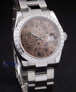 rolex replica datejust acciaio flower brown orologio imitazione